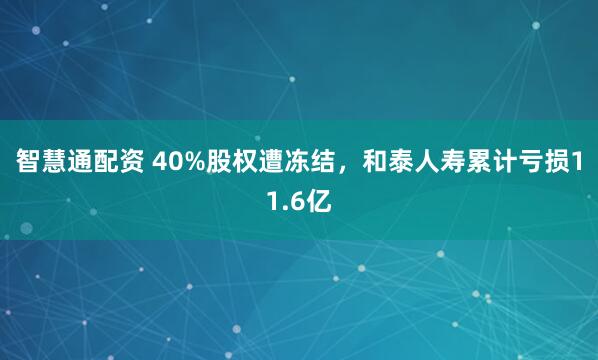 智慧通配资 40%股权遭冻结，和泰人寿累计亏损11.6亿