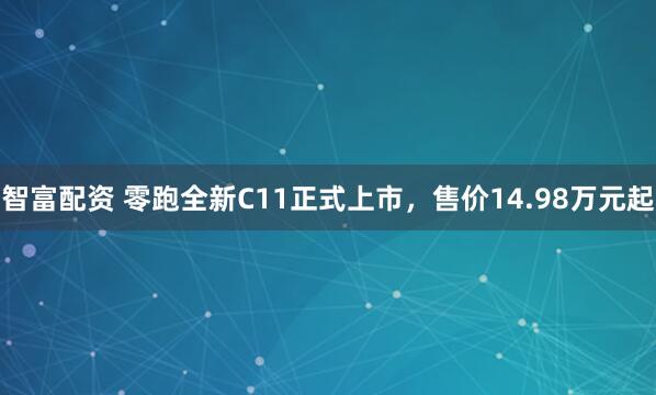 智富配资 零跑全新C11正式上市，售价14.98万元起